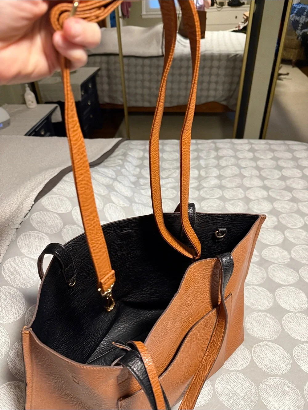 Leather Tote Bag - Brown